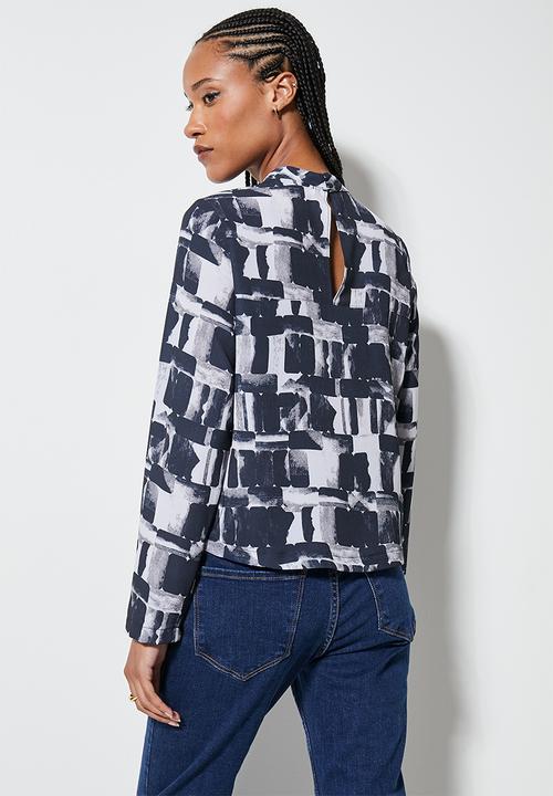 Superbalist - Funnel neck shell - navy & white