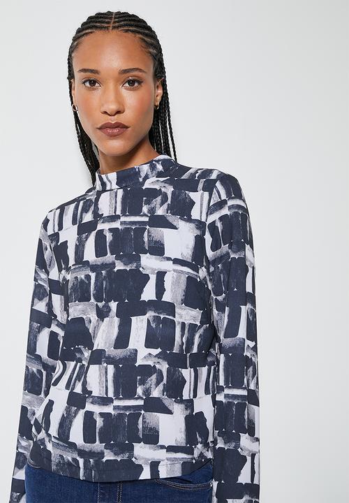 Superbalist - Funnel neck shell - navy & white