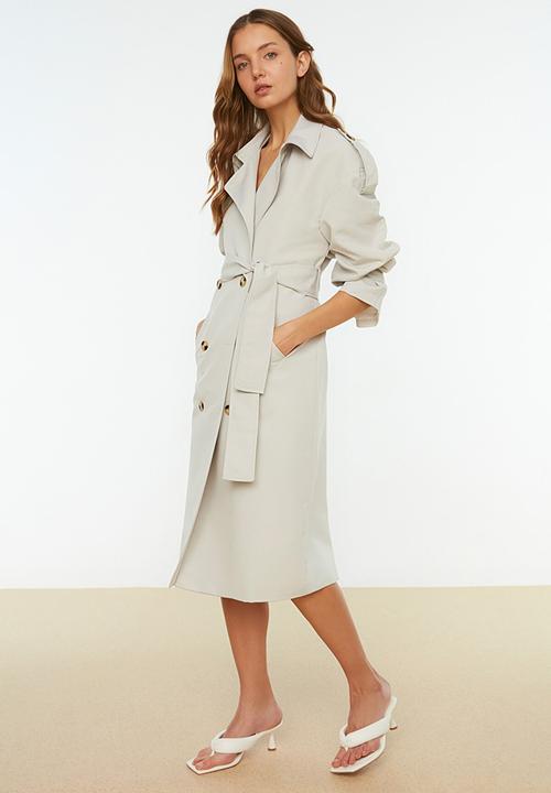 Trendyol - Belted long trench coat - beige