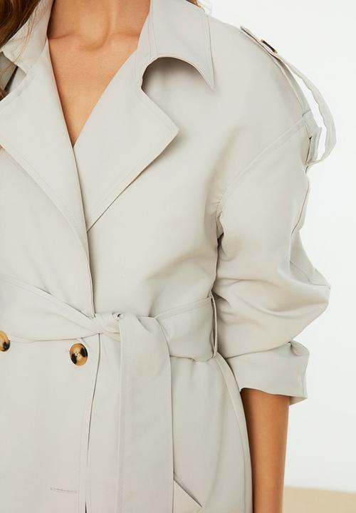 Trendyol - Belted long trench coat - beige