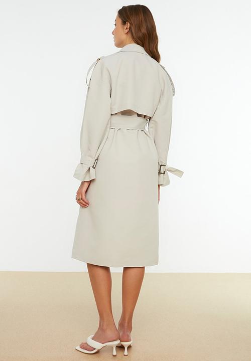 Trendyol - Belted long trench coat - beige