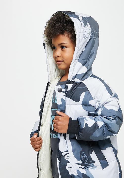 Pop Candy - Boys hooded midi puffer - multi