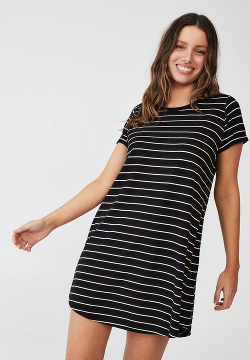 Cotton On - Tina T-shirt dress 2 - black & white stripe