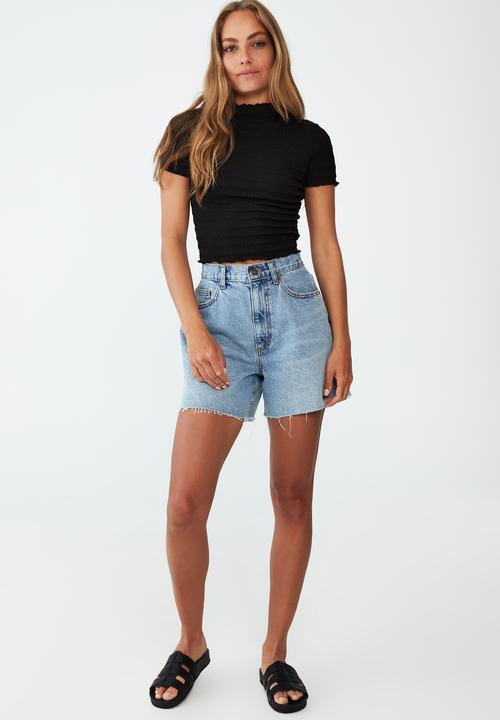 Cotton On - Alice textured short sleeve top - black