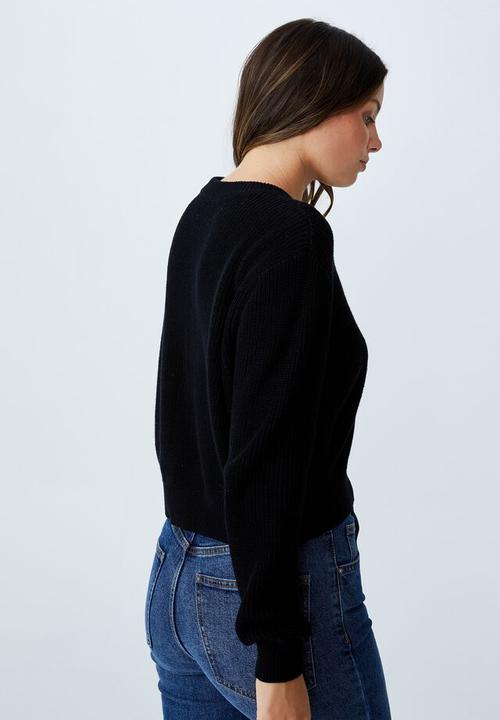 Cotton On - Everyday crop pullover - black