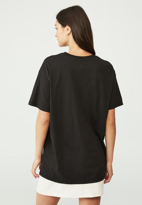 Cotton On - Boyfriend fit cny graphic lcn tee - lcn dis mickey oversized face/washed black