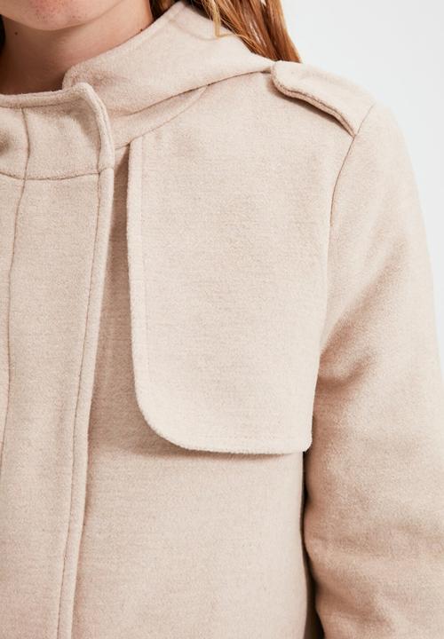 Trendyol - Hooded zipper closure cachet coat - beige