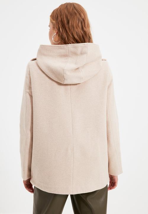 Trendyol - Hooded zipper closure cachet coat - beige