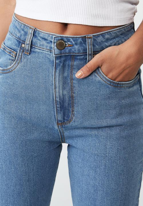 Cotton On - Stretch mom jean - offshore blue rip