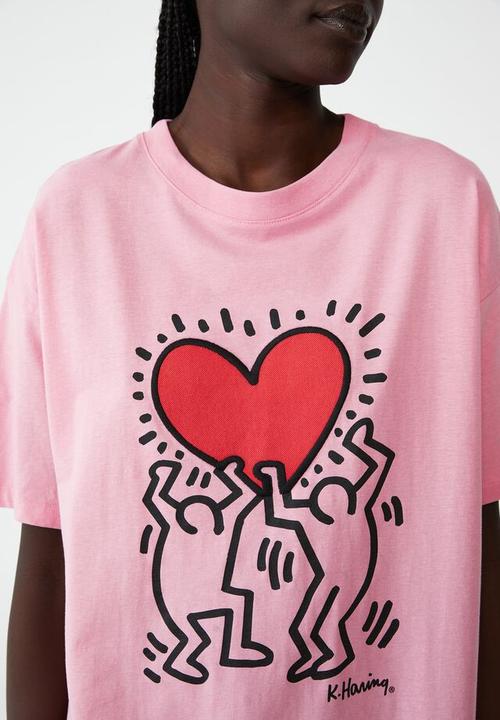 Cotton On - Special edition keith haring tee - lcn kh keith haring heart beat/pink cherry bl