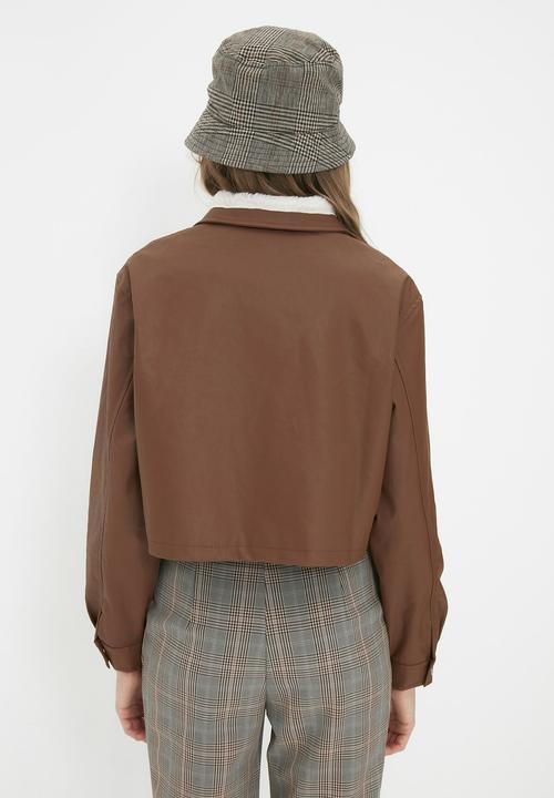 Trendyol - Faux leather plush coat - brown