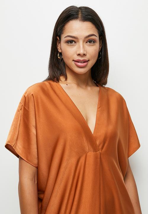 MILLA - Satin Tunic dress - bombay brown