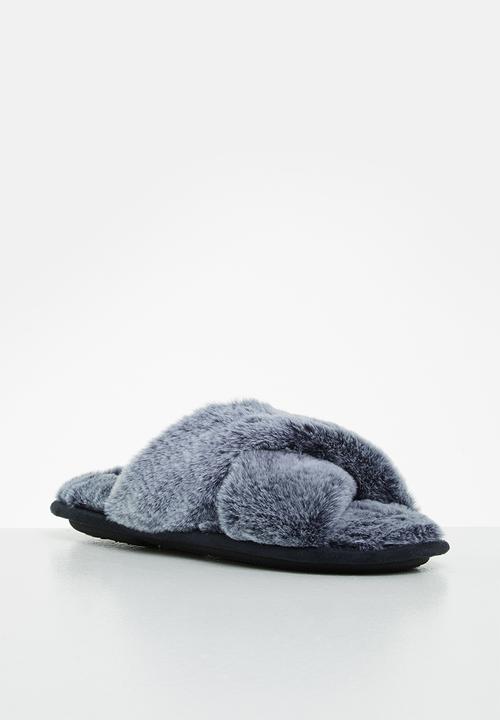 Hush Puppies - Ambra slipper - navy faux fur
