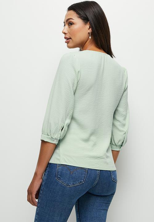 edit - Femme gauged sleeve blouse - dusty sage