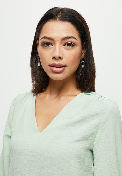 edit - Femme gauged sleeve blouse - dusty sage