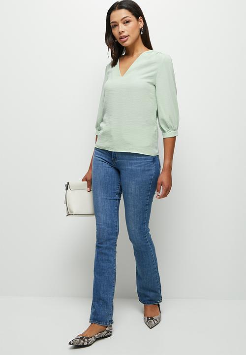 edit - Femme gauged sleeve blouse - dusty sage