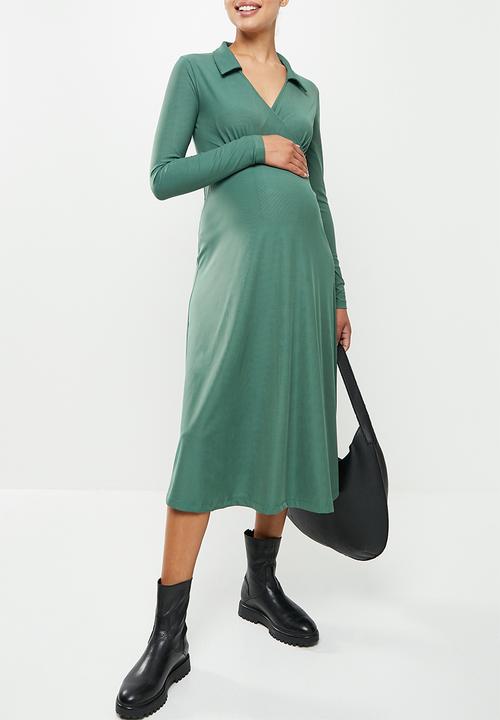 Superbalist - Maternity flare wrap midi dress - sea pine