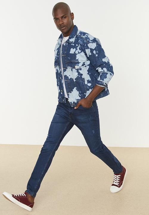 Trendyol - Bleached denim jacket - blue