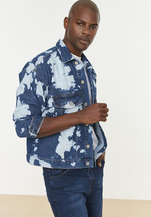 Trendyol - Bleached denim jacket - blue