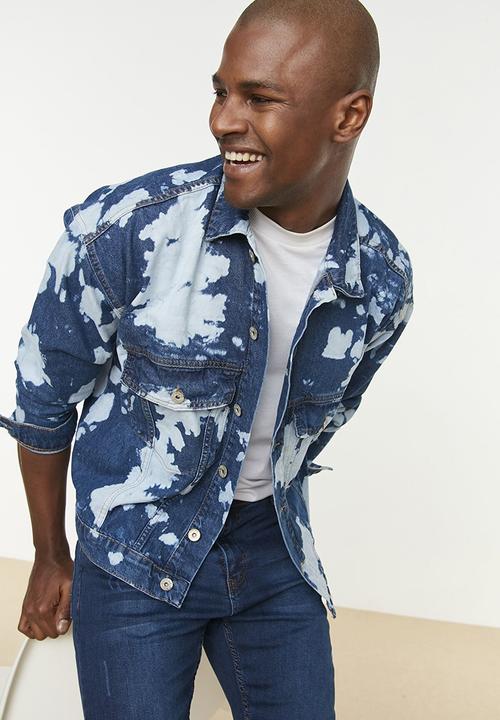 Trendyol - Bleached denim jacket - blue