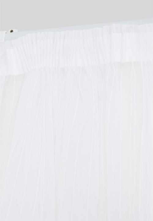 Sixth Floor - Taped striped frosted voile café curtain - white