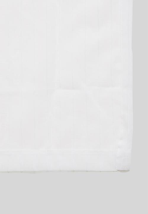 Sixth Floor - Taped striped frosted voile café curtain - white