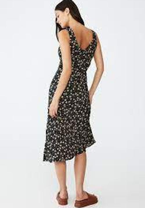 Cotton On - Rose v-neck midi dress - mya floral black