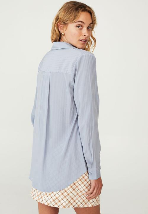 Cotton On - Petite long sleeve mod shirt - steel blue
