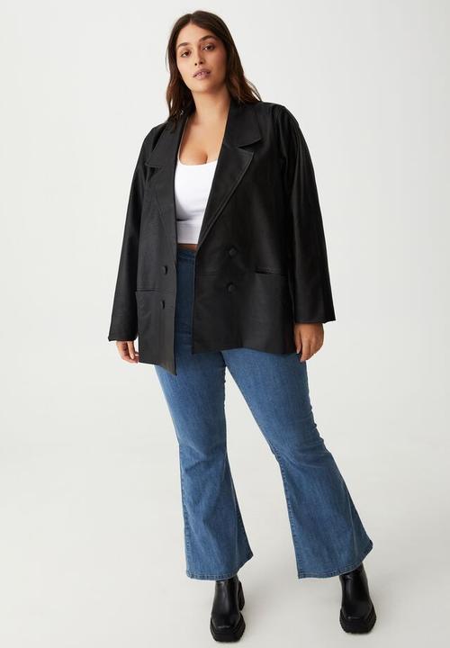 Cotton On - Curve vegan leather coat jacket - black