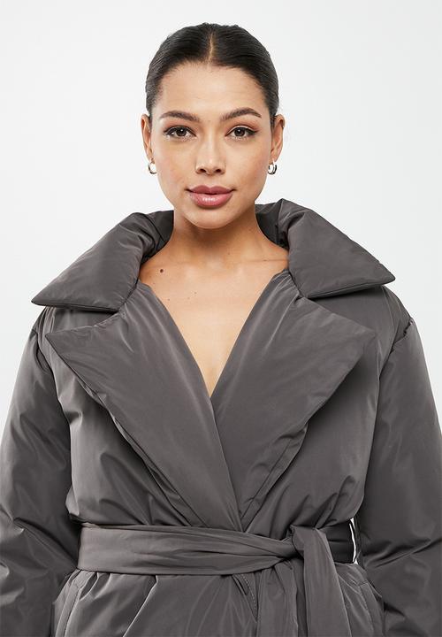 Missguided - Padded duvet trench - dark grey