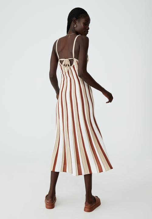 Cotton On - Knit stripe midi dress - lillian stripe retro brown