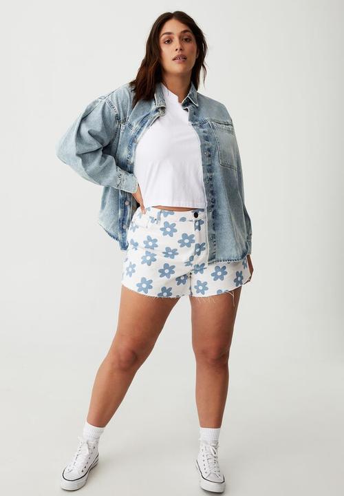 Cotton On - Curve denim shacket - blue splice