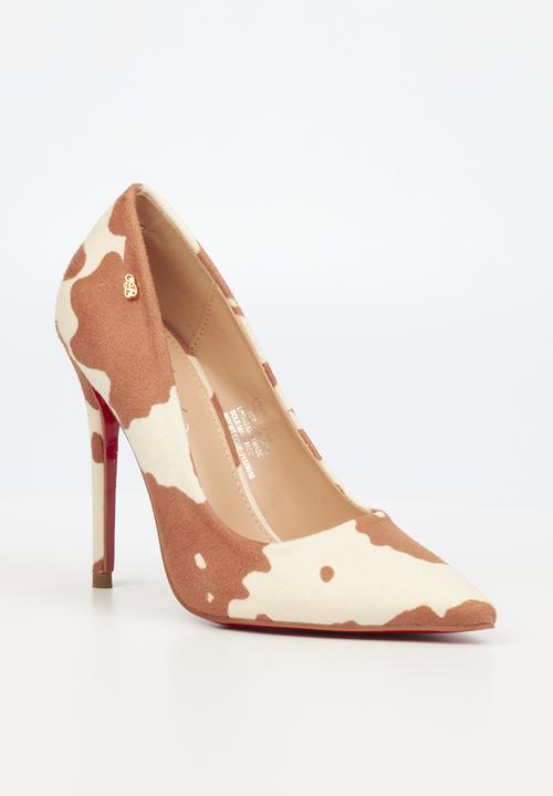 Miss Black - Lou12 court heel - brown & white 
