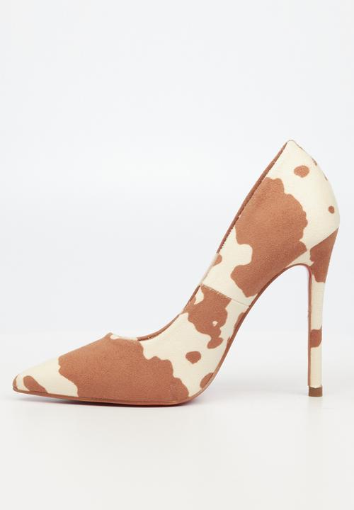 Miss Black - Lou12 court heel - brown & white 