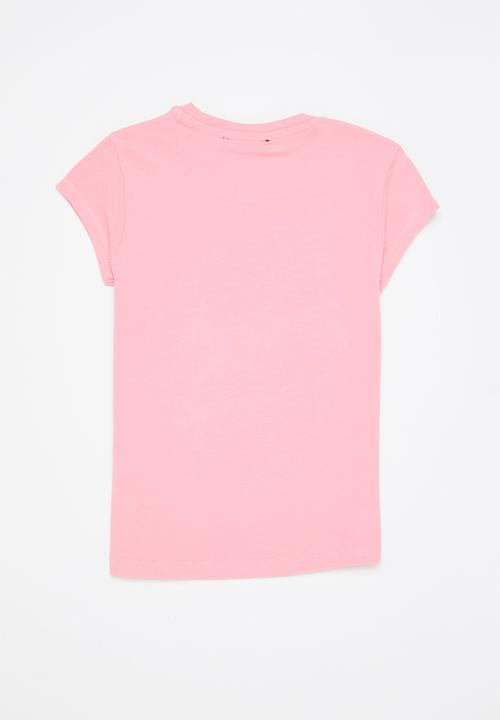SISSY BOY - Foil print logo fitted top with cap sleeves - bubblegum pink