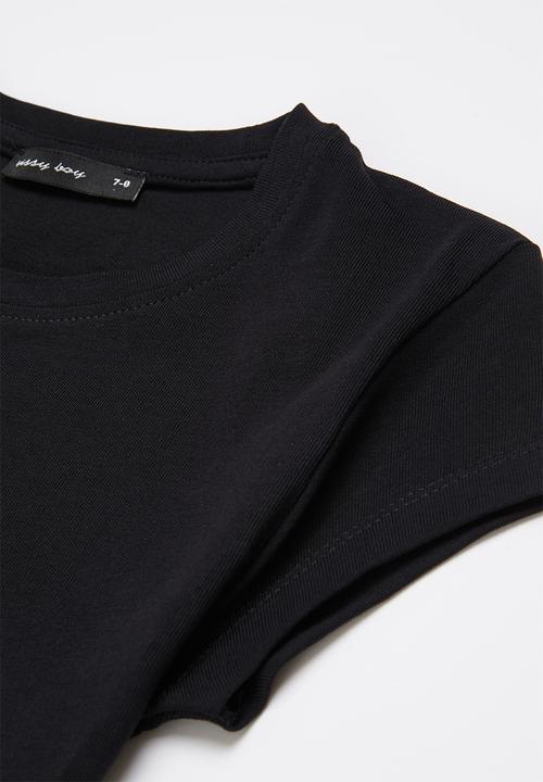 SISSY BOY - Foil print logo fitted top with cap sleeves - black