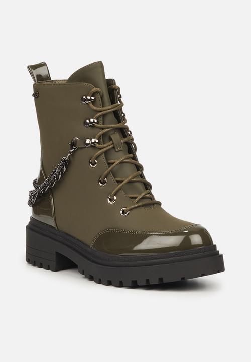 Miss Black - Cure1 biker boot - olive