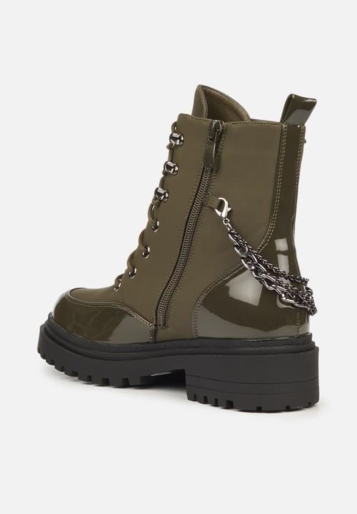 Miss Black - Cure1 biker boot - olive