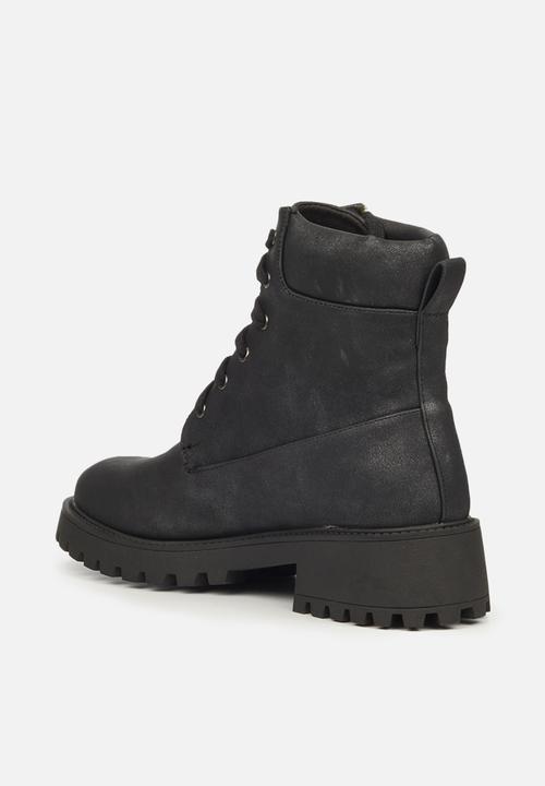 Butterfly Feet - Furr 2 lace up ankle boot - black