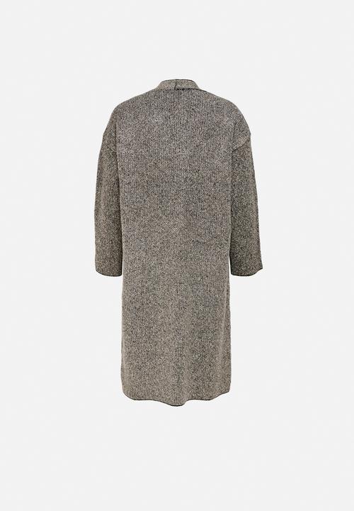 ONLY - Roxy long sleeve coatigan knit - black & pumice stone