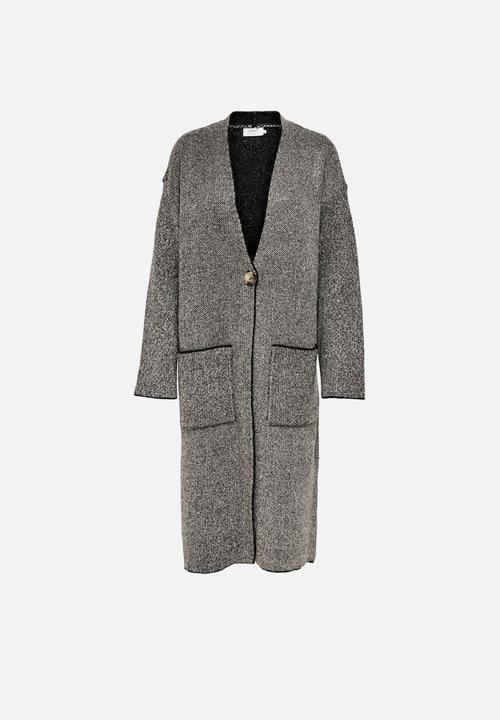 ONLY - Roxy long sleeve coatigan knit - black & pumice stone