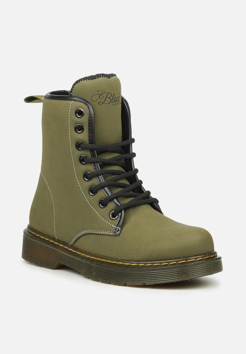 Miss Black - Rush1 lace-up ankle boot - olive