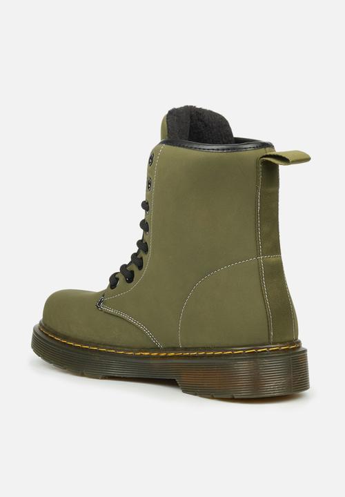 Miss Black - Rush1 lace-up ankle boot - olive