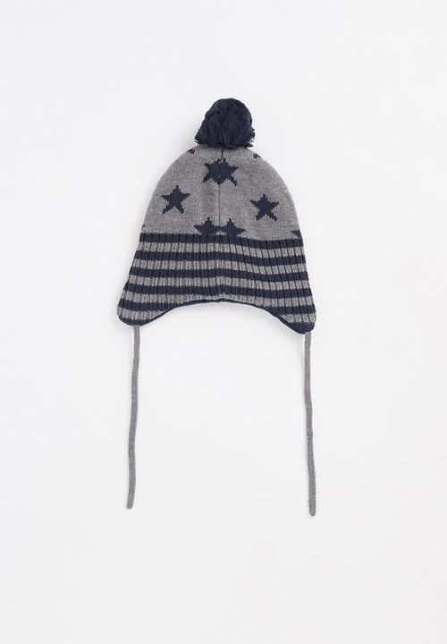 Pop Candy - Boys star beanie - grey & navy
