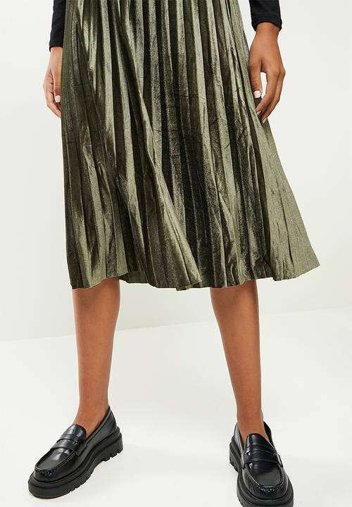 dailyfriday - Pleated skirt - green metallic