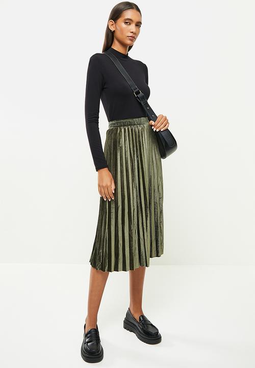 dailyfriday - Pleated skirt - green metallic