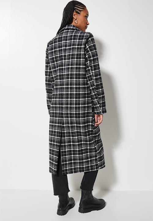 Superbalist - Check boyfriend coat - black check