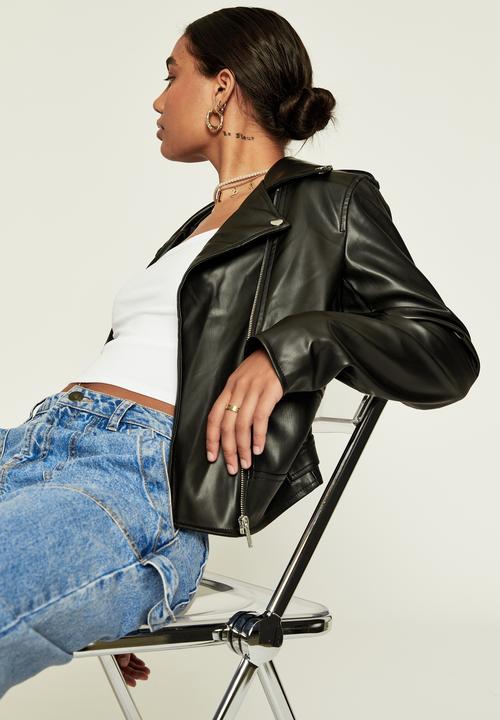 Supré  - Vegan leather biker jacket - black