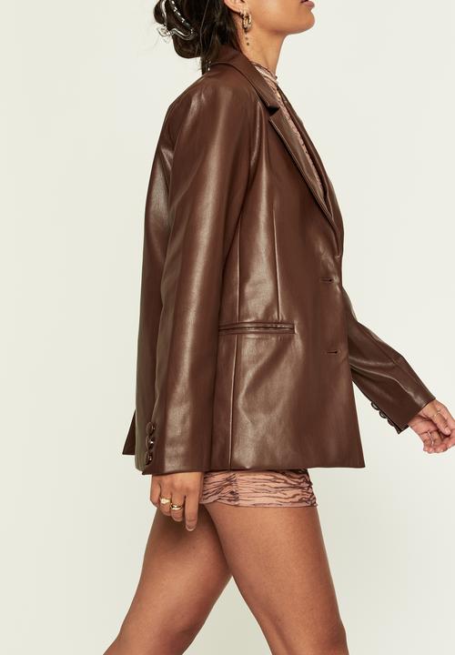 Supré  - Vegan leather blazer - choc top