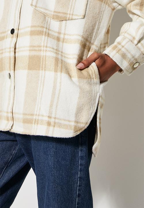Superbalist - Melton overshirt - ecru based check